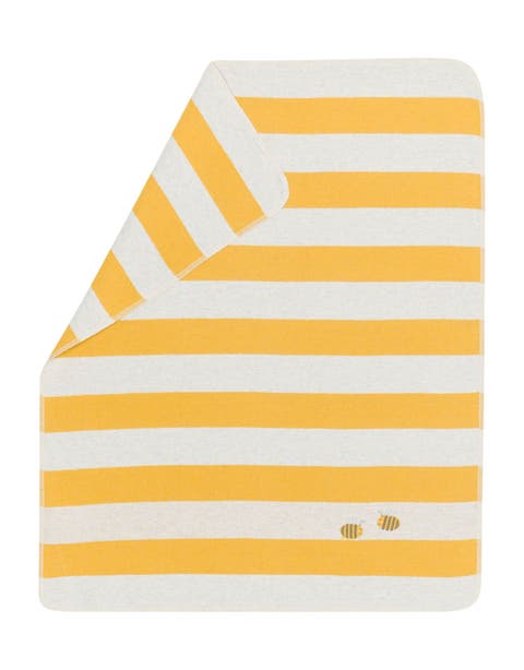 Juwel Stripes With Bees With Embroidery Baby Blanket