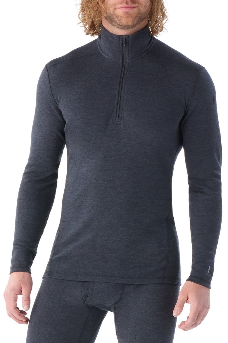 Classic Thermal Merino Base Layer Quarter Zip Pullover, Main, color, CHARCOAL HEATHER