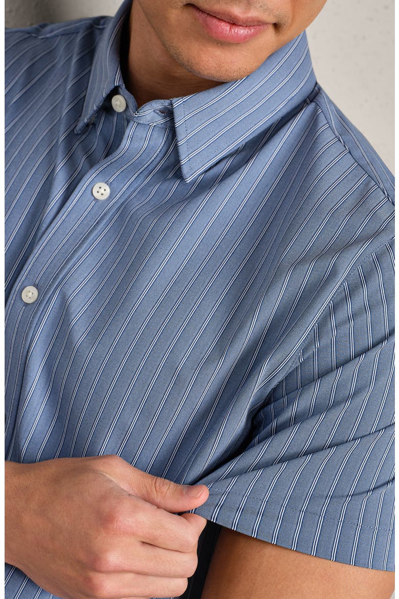 Commuter Short Sleeve Button-Up Shirt, Alternate, color, SHALE BLUE WASHED STRIPE