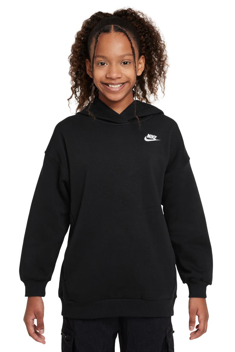 Kids' Sportswear Fleece Hoodie, Main, color, BLACK/ WHITE