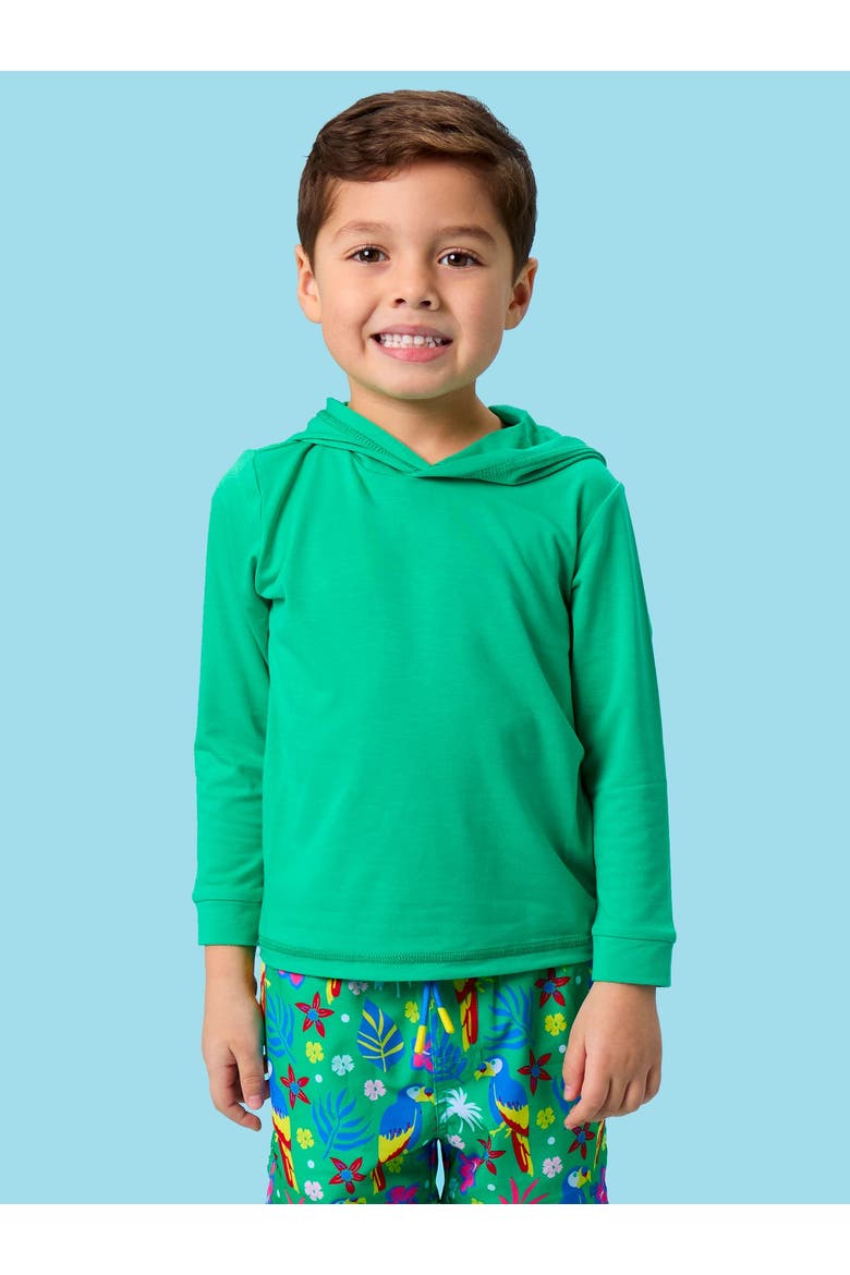 Boys Upf50+ Sun Protective Hooded Shirt, Alternate, color, Bright Green
