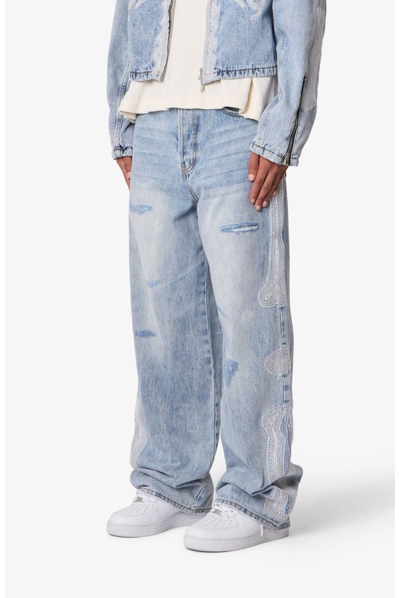 Skeleton Distressed Ultra Baggy Jeans, Alternate, color, WASHED BLUE