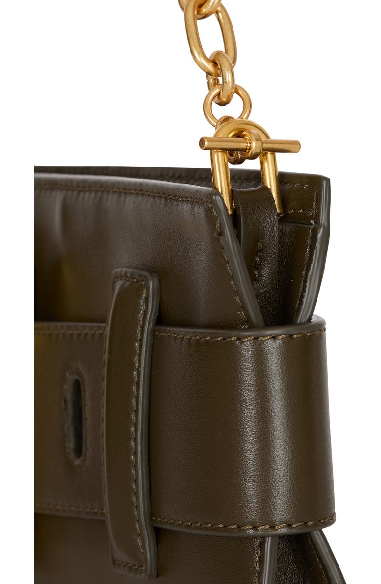 Balmain Anthem calfskin leather clutch, Alternate, color, Khaki