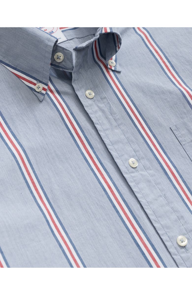 Brooks Brothers Friday Regular Fit Stripe Poplin Button-Down Shirt, Alternate, color, Navy