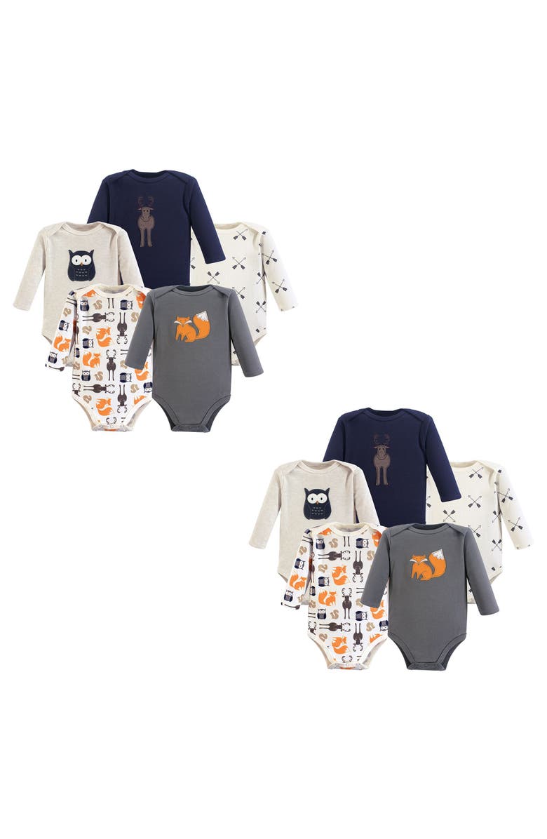 Hudson Baby Cotton Long-Sleeve One-Piece Garment, Main, color, Forest 10-Piece