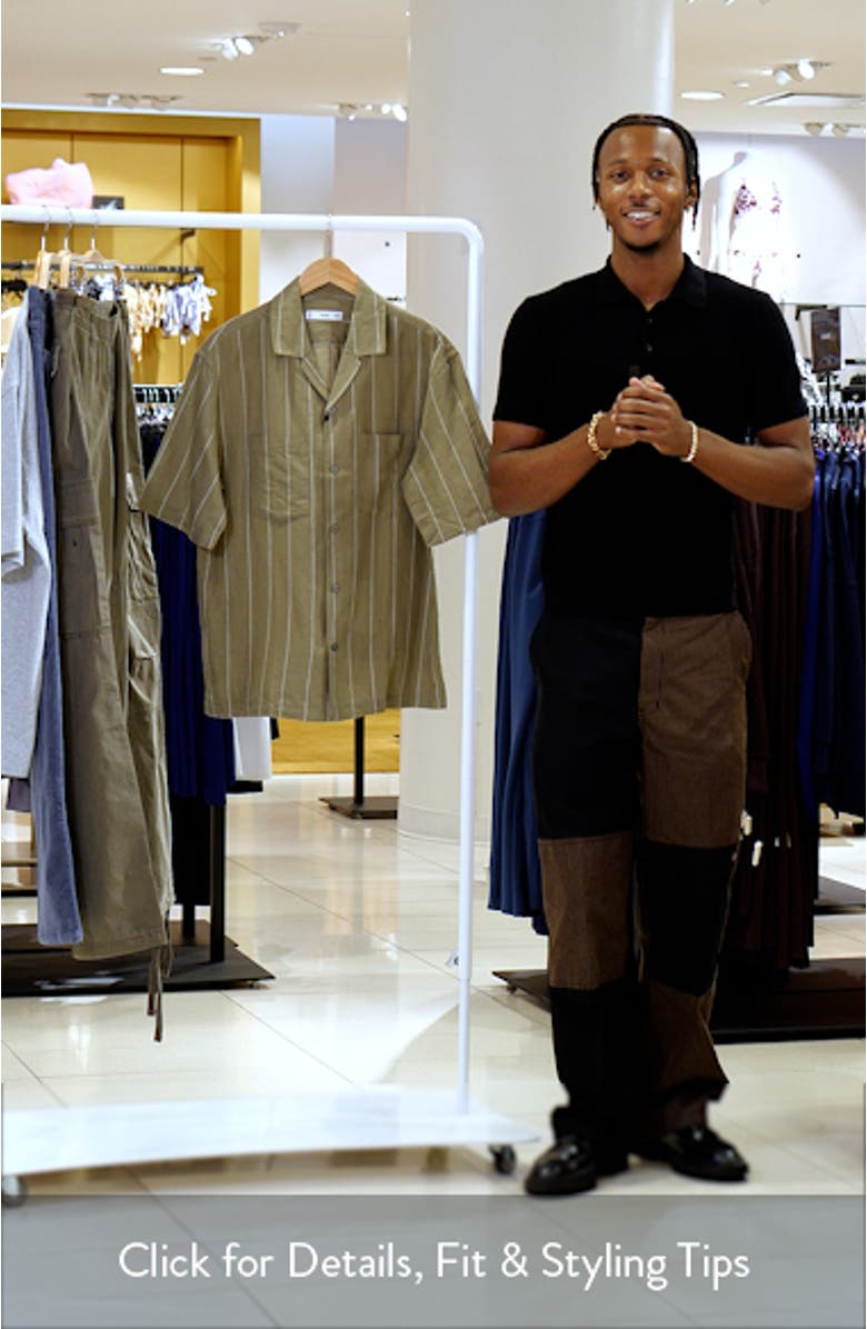 Pinstripe Linen & Cotton Bowling Camp Shirt, sales video thumbnail