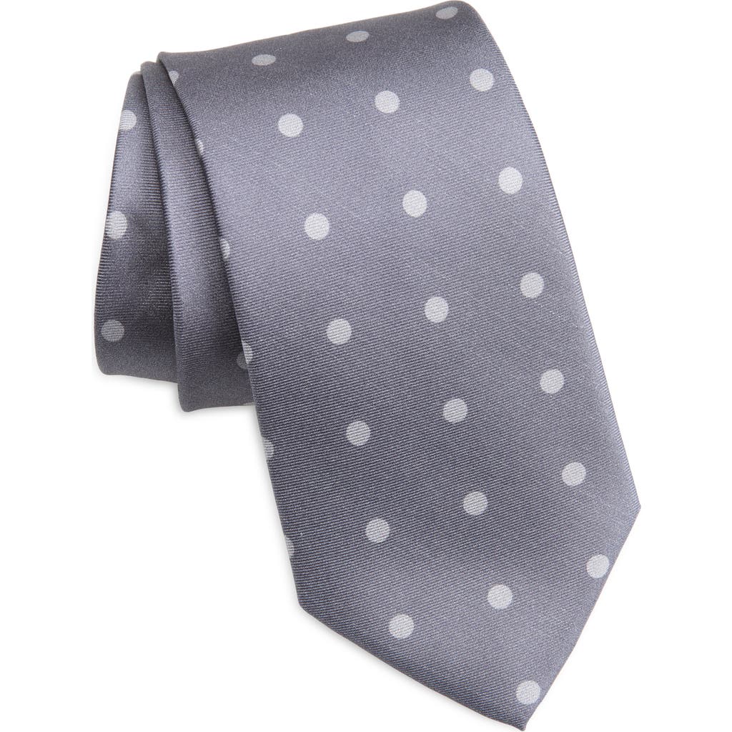 Clifton Wilson Polka Dot Silk Tie In Gray