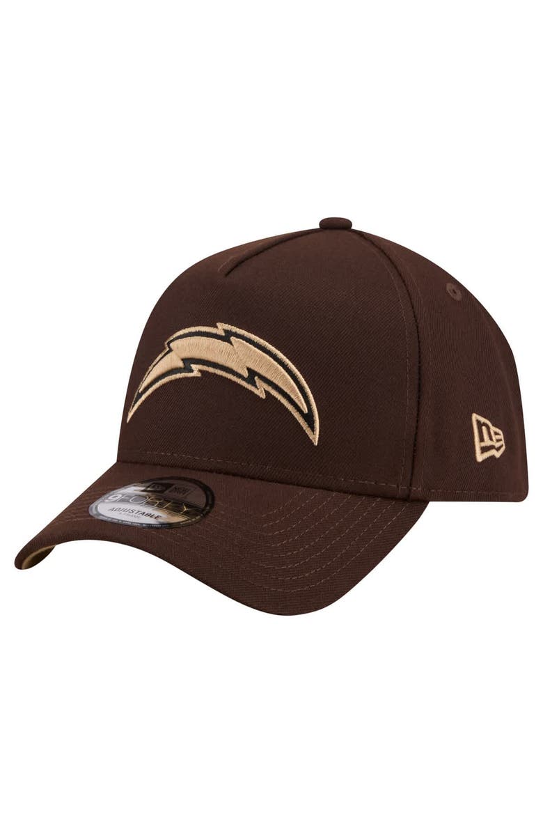 New Era Men's New Era  Dark Brown Los Angeles Chargers Burnt Wood A-Frame 9FORTY Adjustable Hat, Main, color, Dark Brown