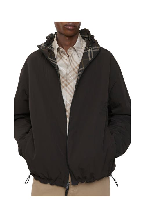 Burberry Reversible Check Hooded Jacket In Brown