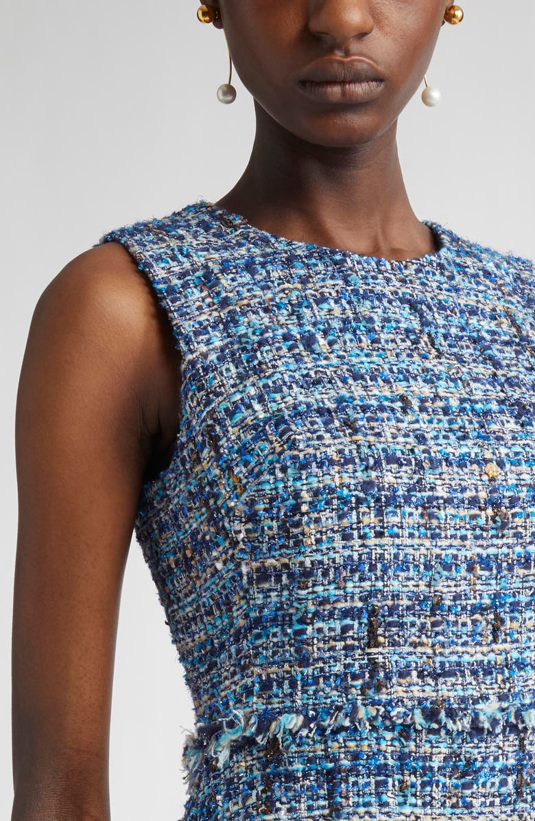ST. JOHN Eyelash Tweed Sheath Dress, Alternate, color, Navy/ Cobalt/ Capri Multi