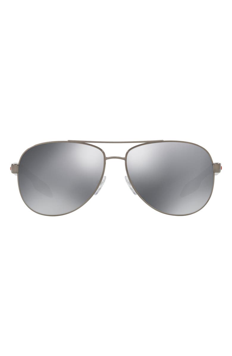 Prada Linea Rossa 62mm Oversize Mirrored Aviator Sunglasses, Main, color, Gunmetal/Light Grey/Black