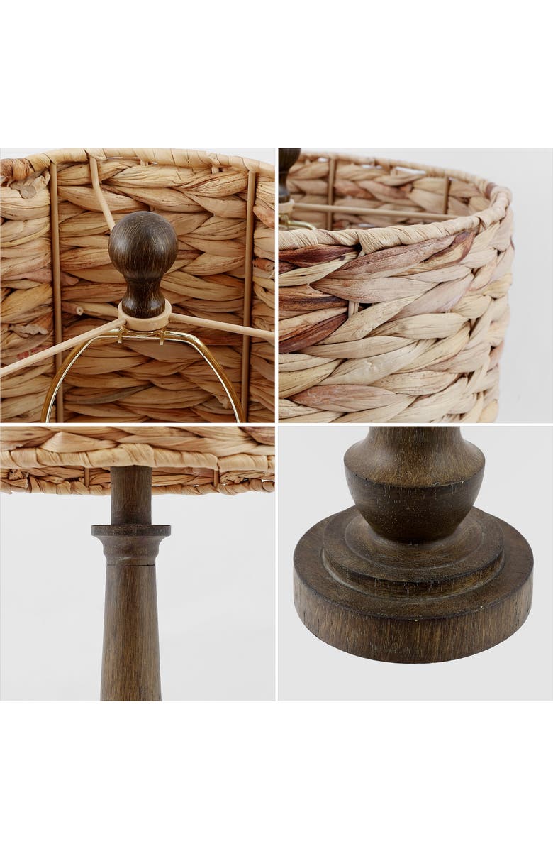 JONATHAN Y Leona 21.25" Rustic Farmhouse Handwoven Water Hyacinth/Resin LED Table Lamp, Brown Wood Finish, Alternate, color, Brown Wood Finish