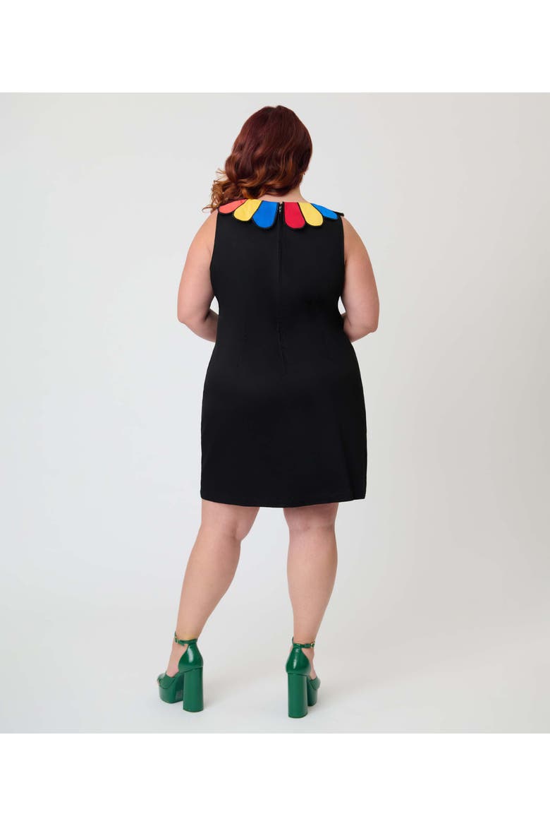 Plus Size Petal Collar Shift Dress, Alternate, color, Black W/Rainbow Collar