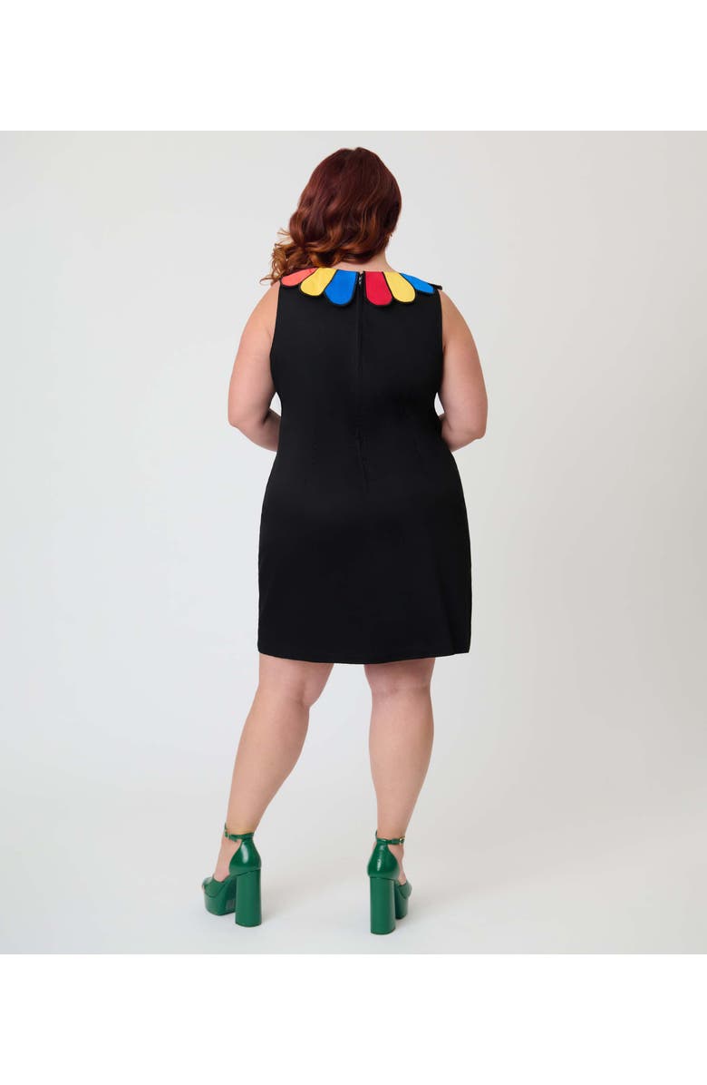 Smak Parlour Plus Size Petal Collar Shift Dress, Alternate, color, Black W/Rainbow Collar