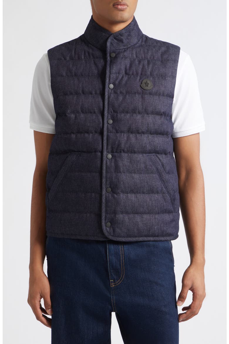 Liorane Denim Down Puffer Vest, Main, color, BLUE DENIM