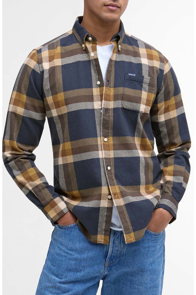 Folley Tailored Plaid Cotton Shirt, Main, color, NAVY