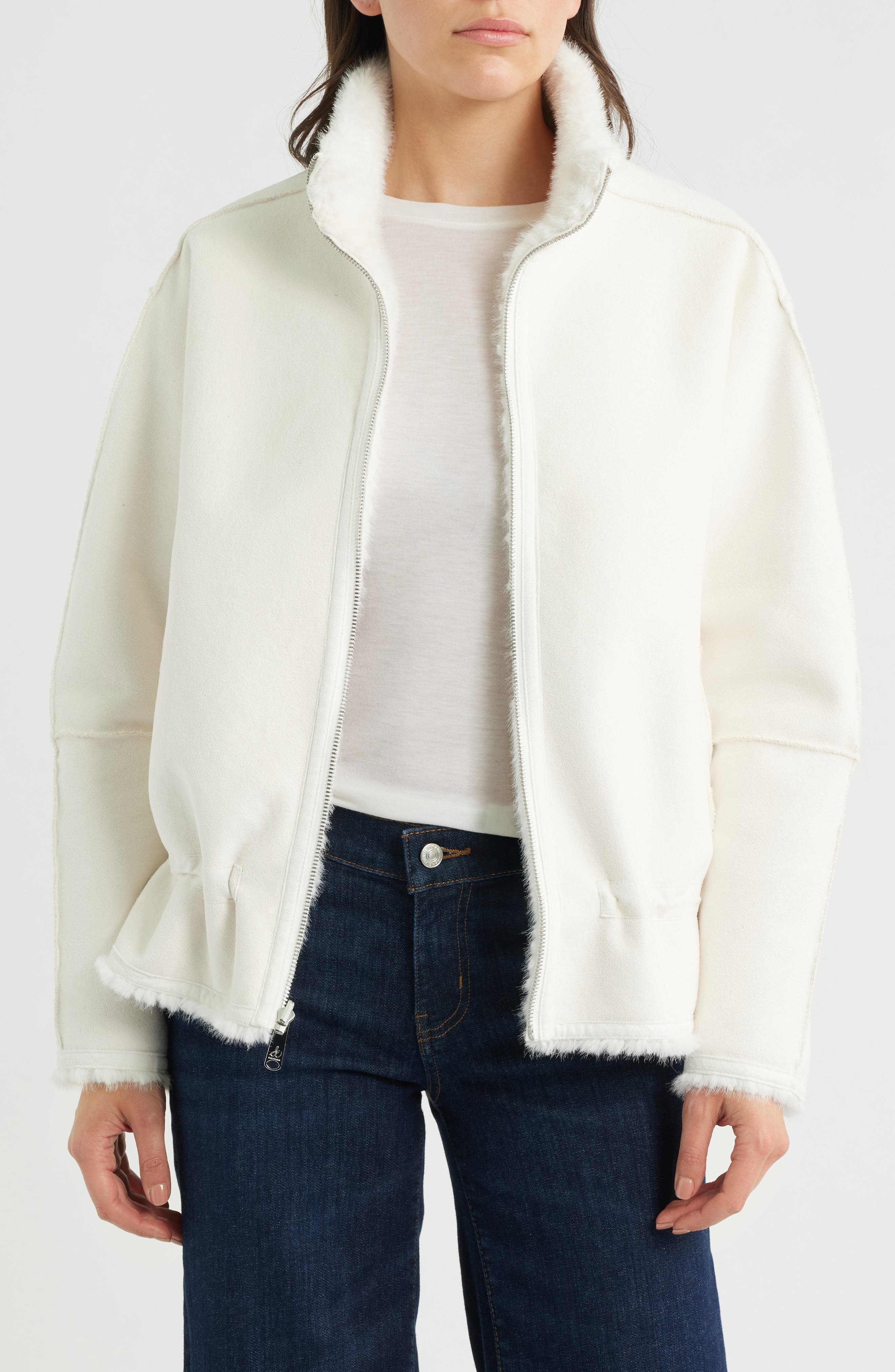 Reversible Peplum Faux Fur Jacket (Women) | Nordstrom
