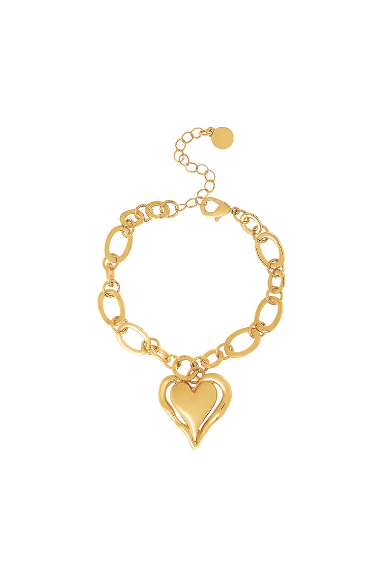 Bold Heart Pendant Bracelet, Main, color, Gold