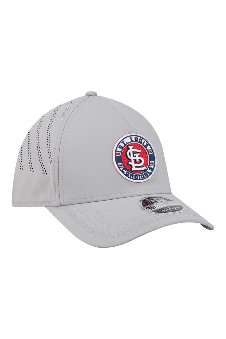 Men's New Era Gray St. Louis Cardinals Patch 39THIRTY A-Frame M-Crown Perforated Flex Hat, Alternate, color, Gray