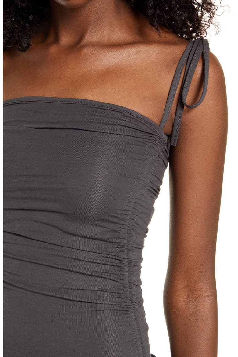 Tie Shoulder Midi Dress, Alternate, color, DARK GREY