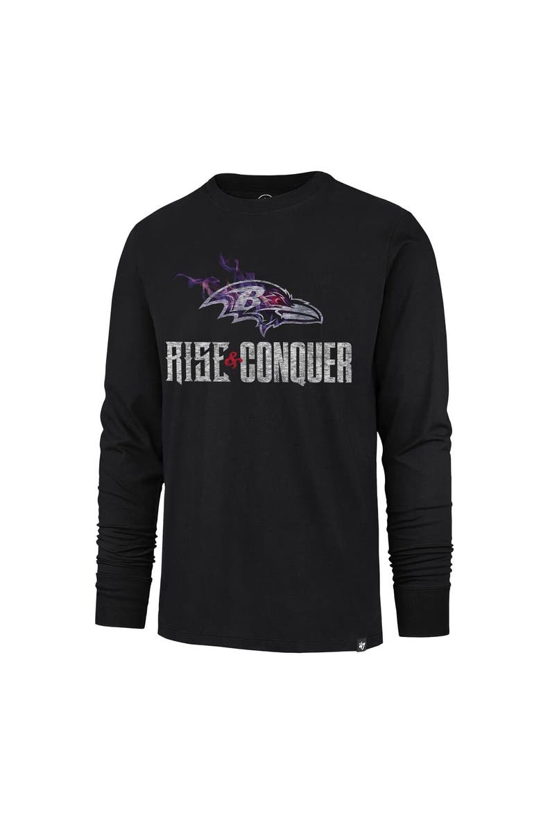 '47 Men's '47 Black Baltimore Ravens Rise and Conquer Franklin Long Sleeve T-Shirt, Alternate, color, Black