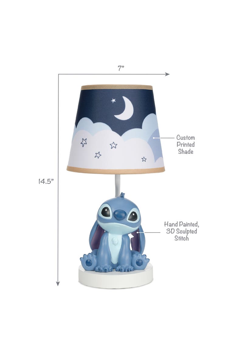Disney Stitch Hand-Painted 3D Sculpted Nursery Lamp and Shade, Alternate, color, Blue