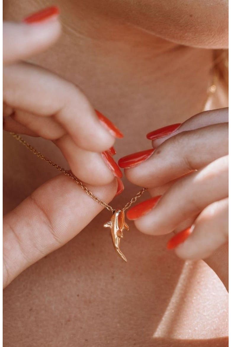 Shark Necklace, Alternate, color, Gold