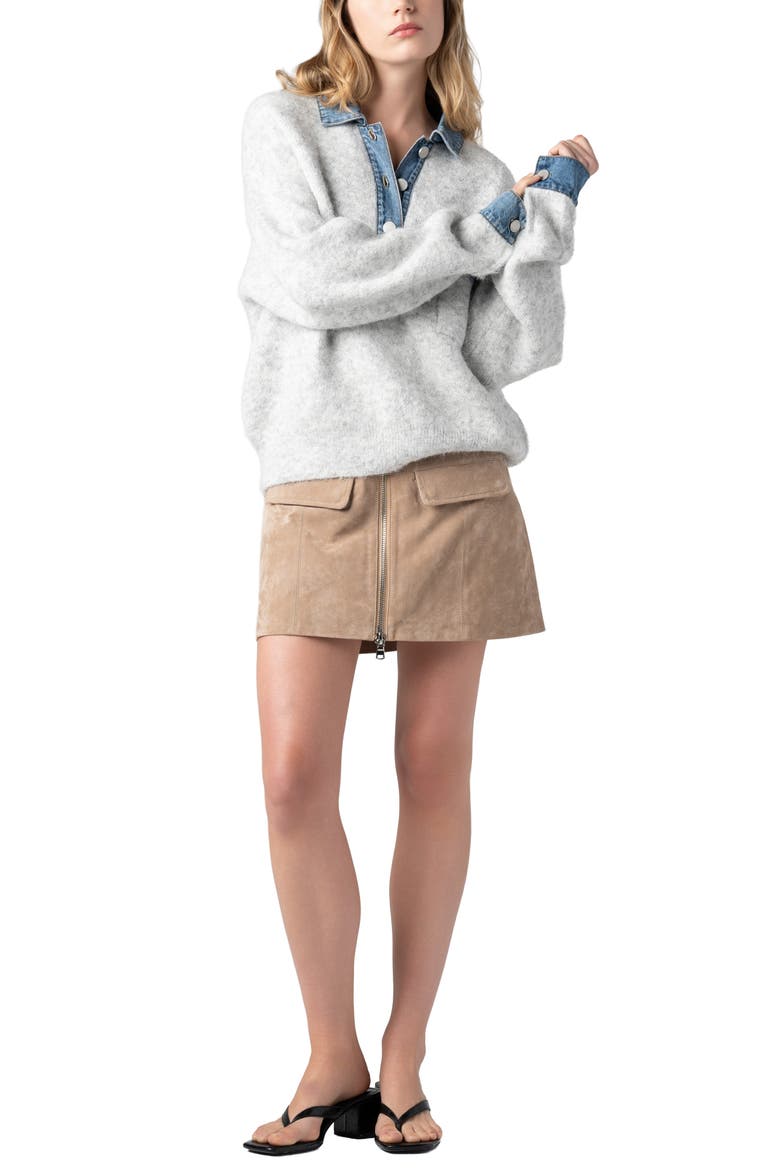 Mixed Media Sweater, Alternate, color, RAIN OR SHINE