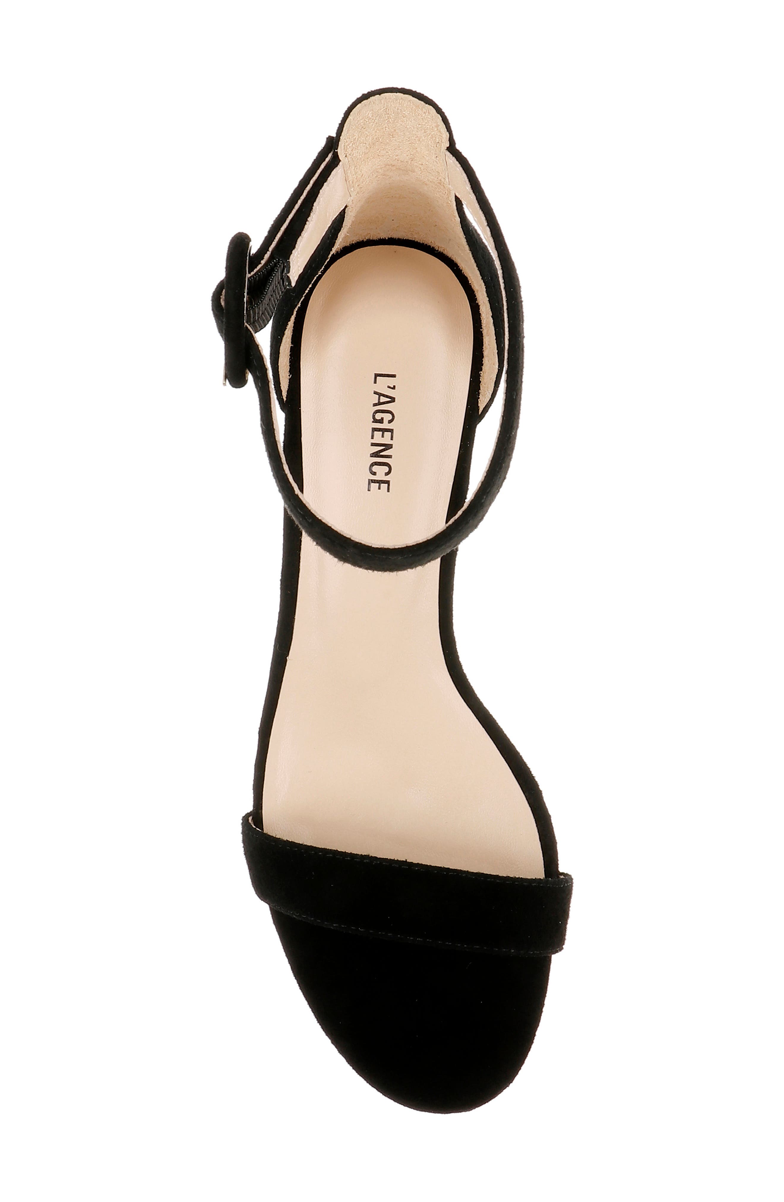 L
AGENCE Andelle II Ankle Strap Sandal, Alternate, color, Black Suede