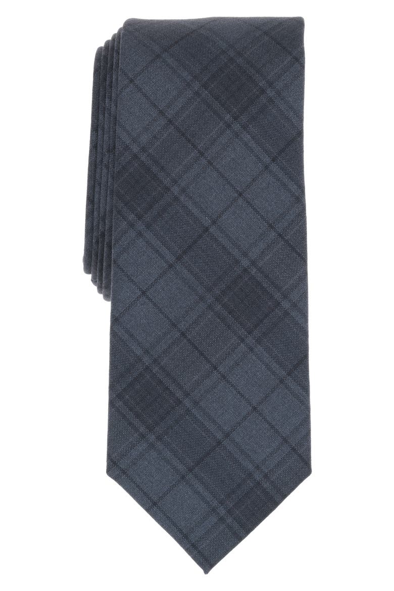 Verveka Plaid Tie, Main, color, CHARCOAL