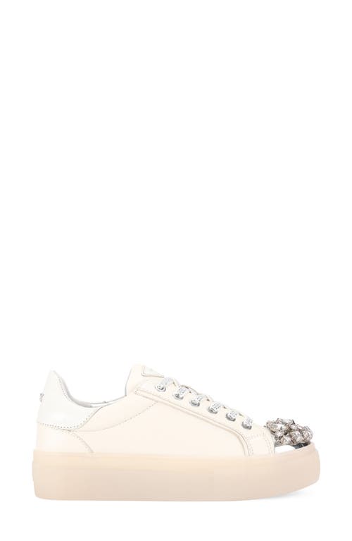 Kurt Geiger London Crystal Cap Toe Platform Sneaker In White