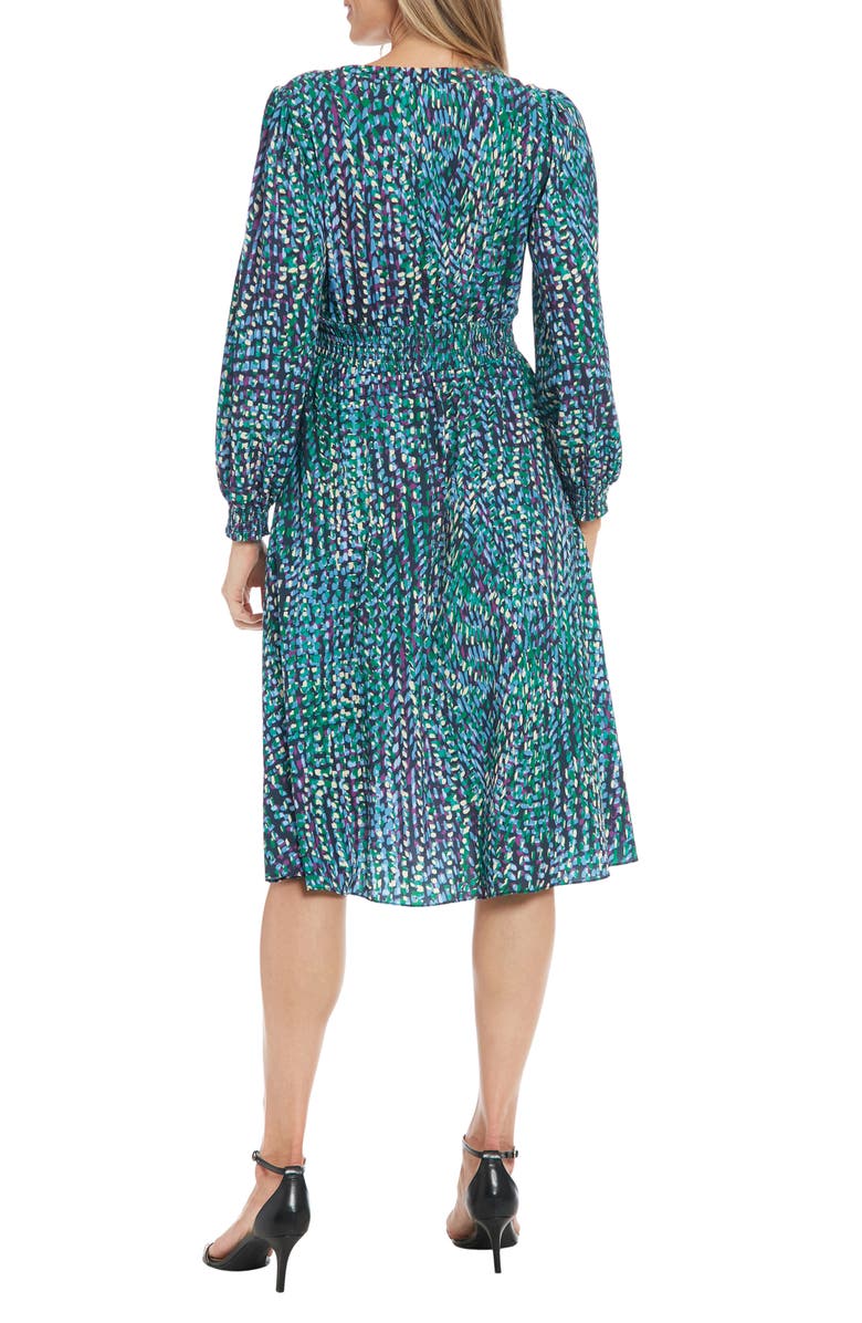 London Times Long Sleeve Smocked Midi Dress, Alternate, color,