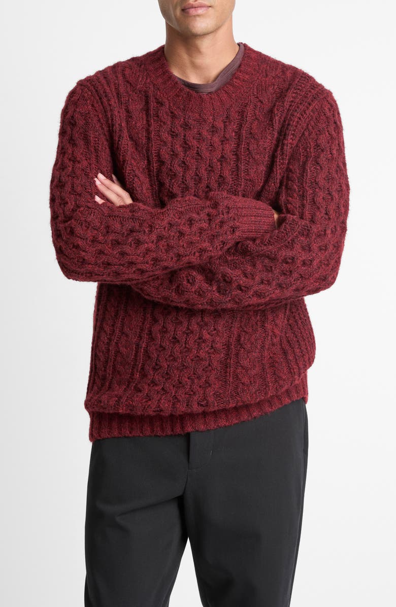 Vince Airpsun Cable Sweater, Main, color, Winter Berry