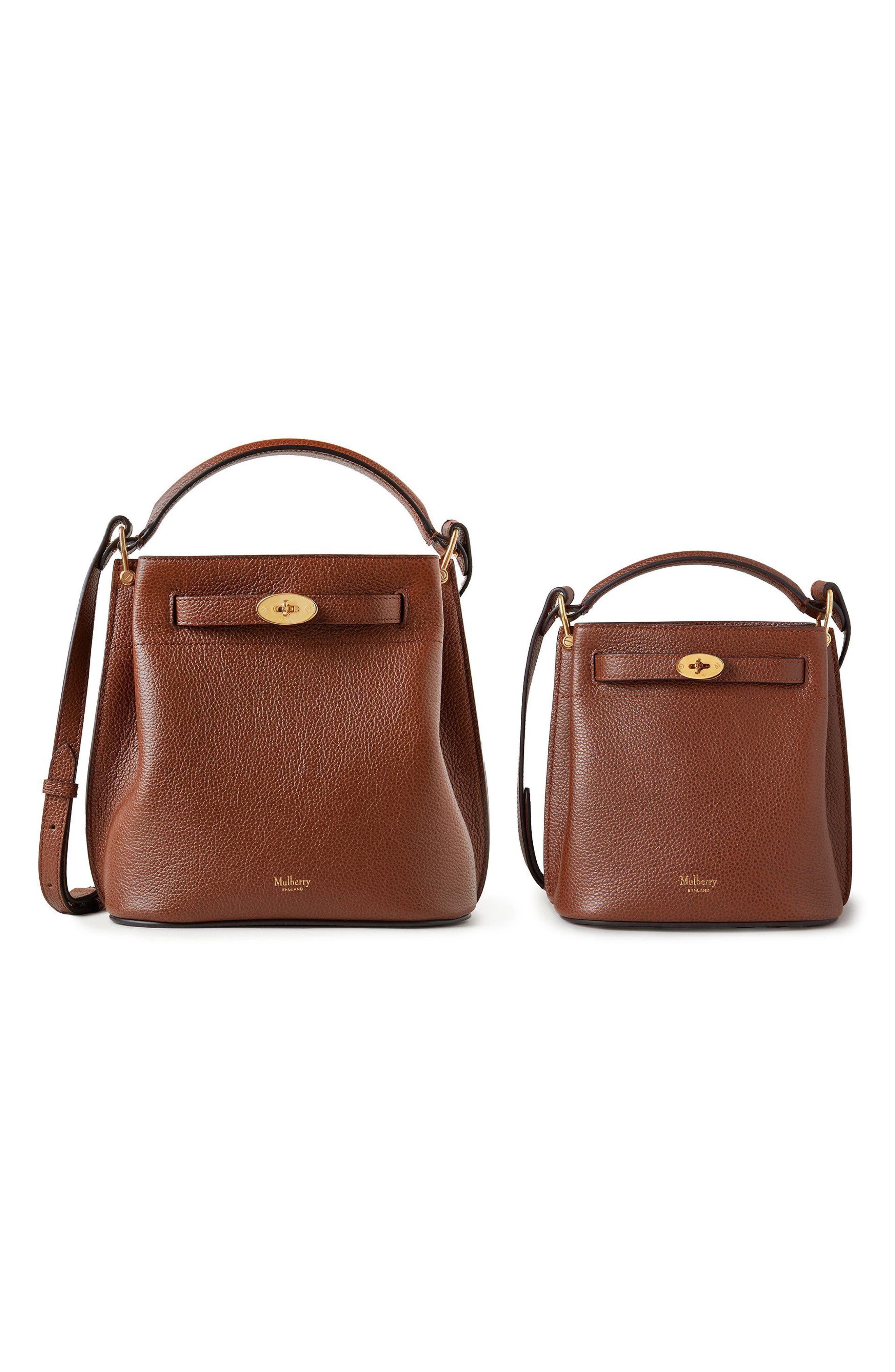 Mini Islington Leather Bucket Bag, Alternate, color, OAK