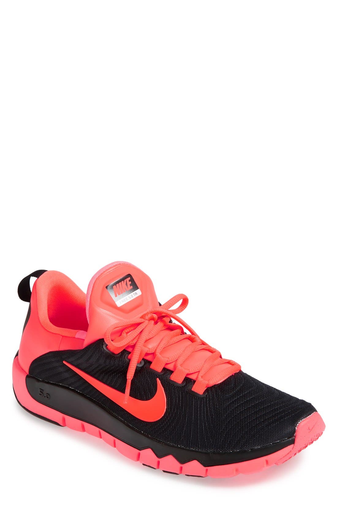 'Free 5.0 Trainer' Training Shoe, Main, color, BLACK/ HYPER PUNCH