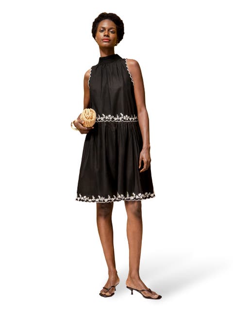 Embroidered Scallop Short Dress