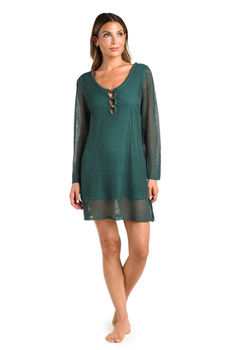 Salted Stitch Crochet Cover-Up Minidress, Alternate, color, JUNGLE