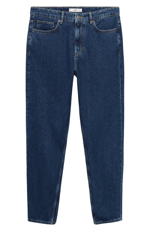 Mango Men's Slim-fit Dark Wash Tapered Jeans In Dark Blue