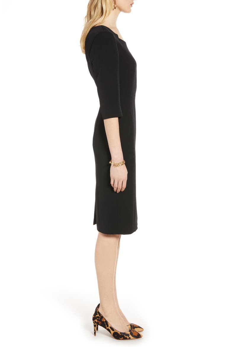 Stretch Crepe Sheath Dress, Alternate, color, BLACK