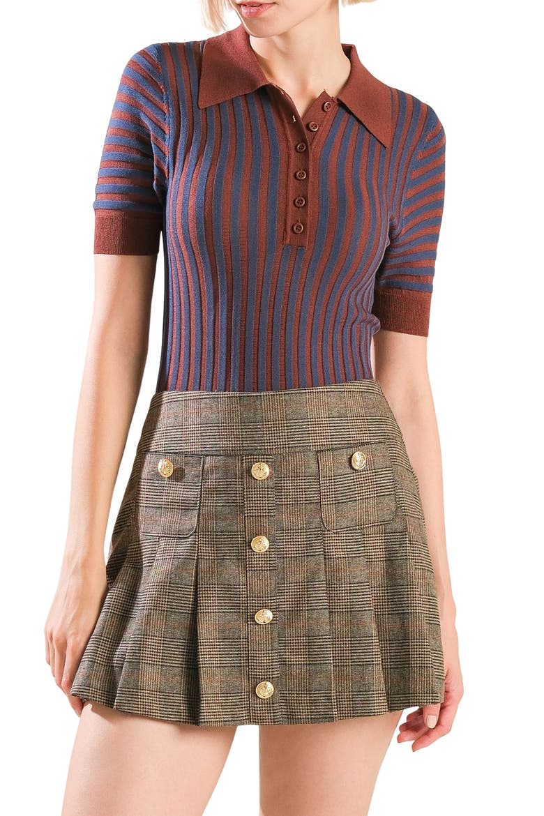 Contrast Stripe Knit Polo, Main, color, BURGUNDY/ BLUE