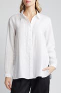 Eileen Fisher Classic Long Sleeve Organic Linen Button-Up Shirt