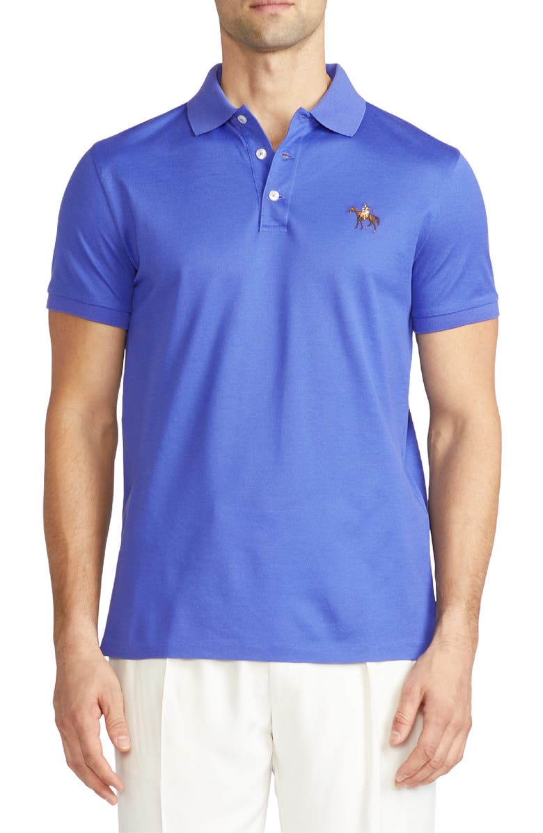 Ralph Lauren Purple Label Embroidered Standing Horse Cotton Piqué Polo, Main, color, 
