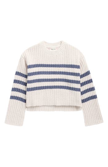 Pink Rose Kids' Drop Shoulder Sweater In White