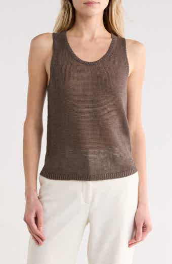 Vince Beachy Linen Open Stitch Tank