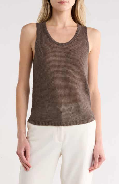 Vince Beachy Linen Open Stitch Tank