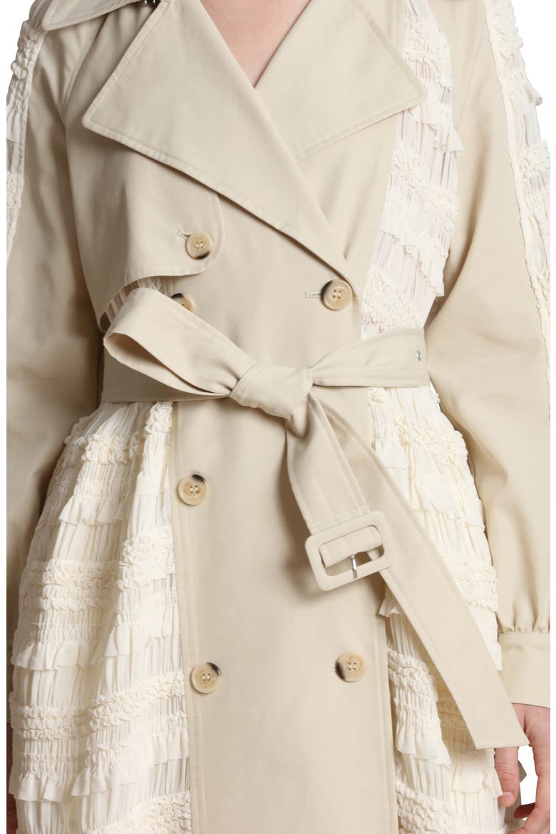 Mixed Media Trench Coat, Alternate, color, BONE MULTI