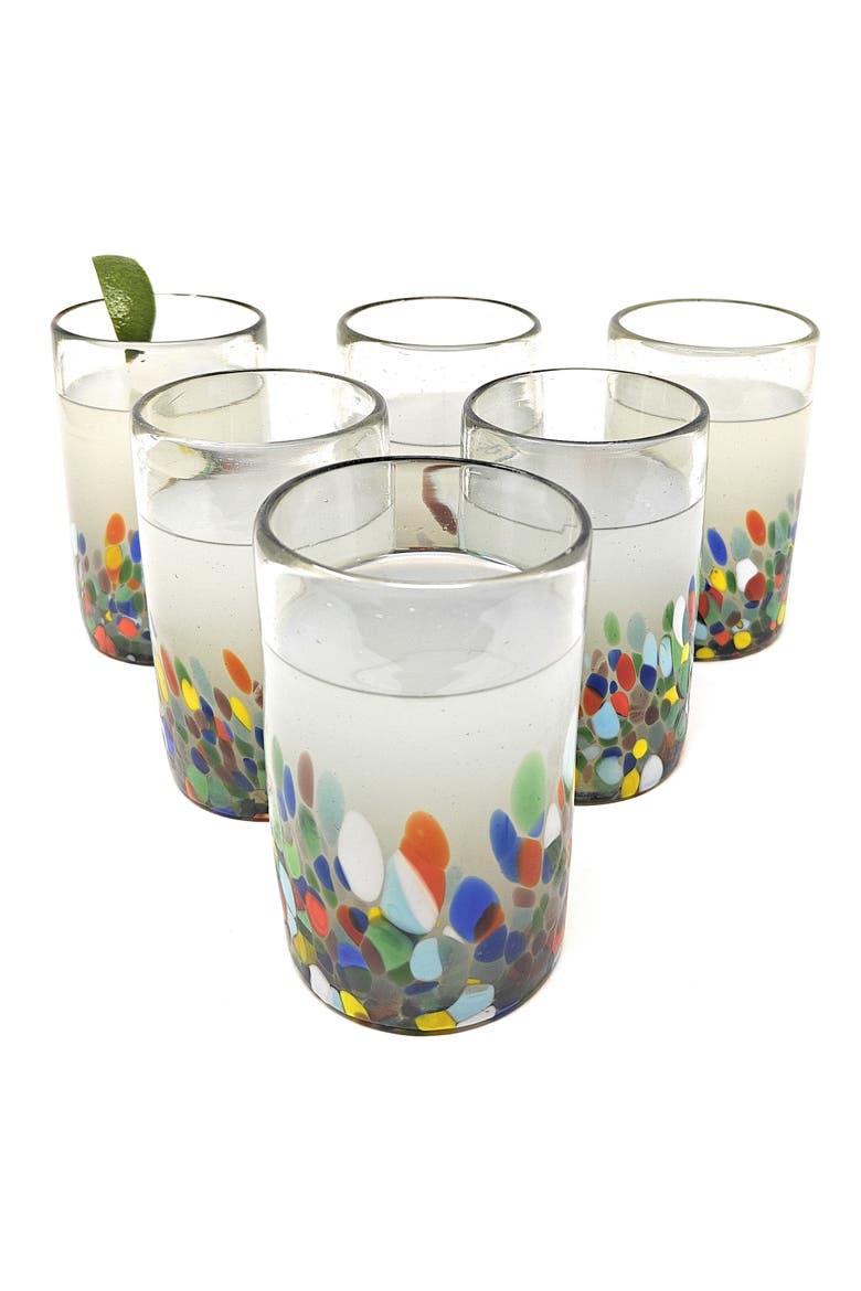 Confetti Carmen Design Drinking Glasses - Set of 6, Main, color, Confetti