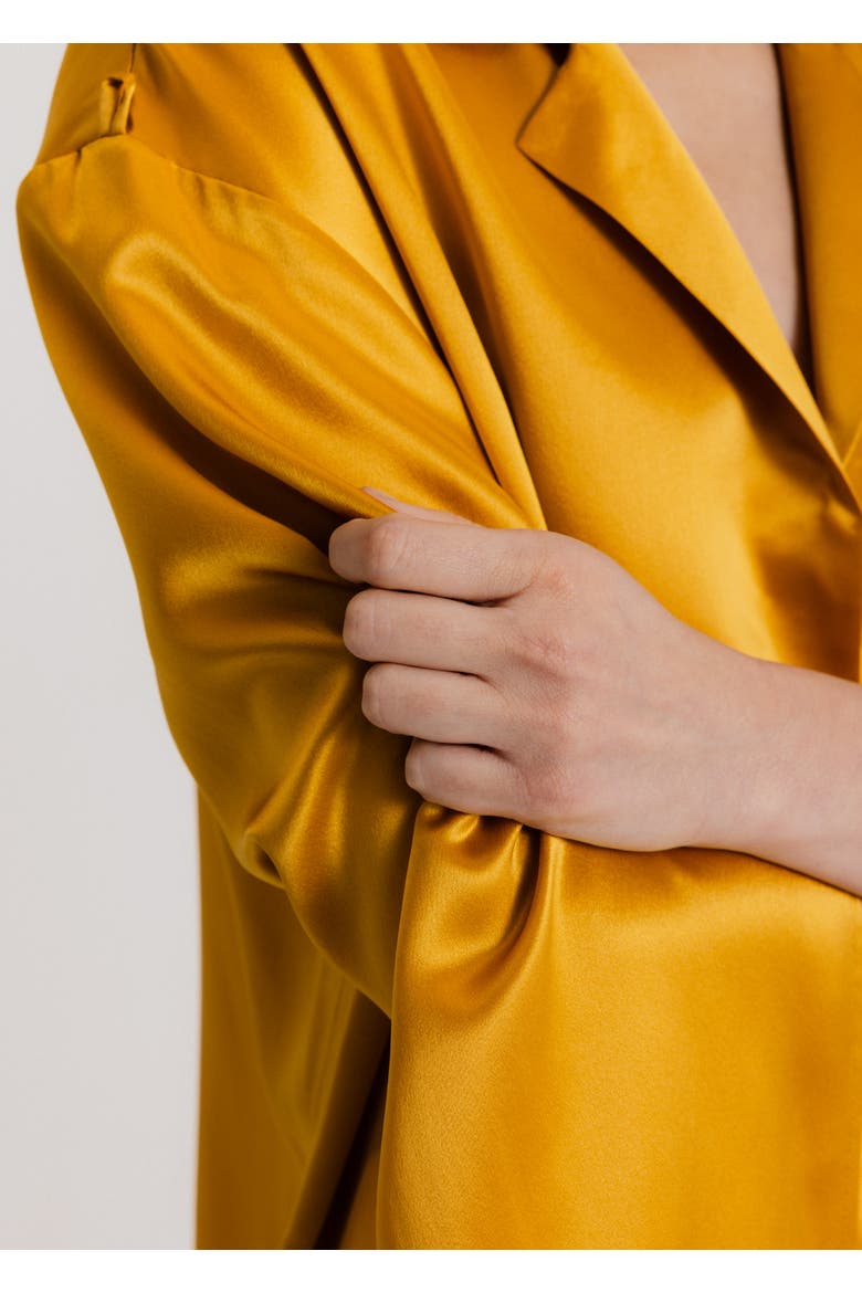 Silk Button Up Shirt, Alternate, color, Gold