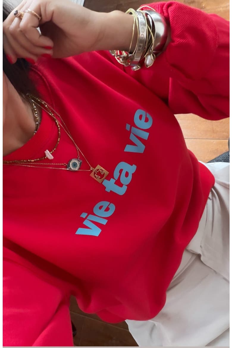 Vie Ta Vie Cotton Graphic Sweatshirt, Alternate, color, RED