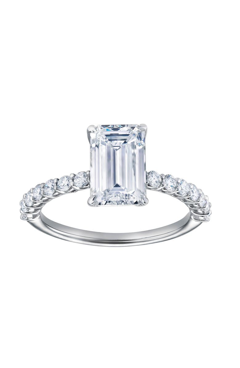 LuvMyJewelry Calista 14K White Gold Emerald Cut Lab Grown Diamond Engagement Ring - 2.55 ctw, Main, color, 14K White Gold